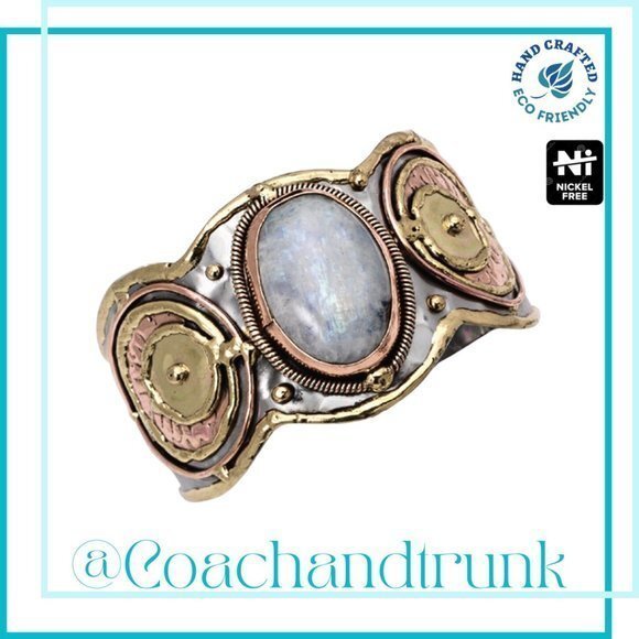 New With Tags Artisan Handcrafted Natural Moonstone Cuff Bracelet - Picture 1 of 11